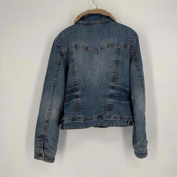 Vintage denim sherpa jacket large L y2k 90s rory lorelai gilmore friends style - Picture 3 of 5